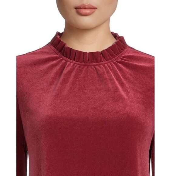 Velvet Ruffled Neck Dress - Picture 5 of 8